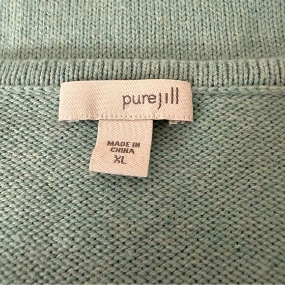J Jill Pure Sweater Tunic Womens Sz XL Mint Knit Cotton Wool Pockets Pullover - Picture 6 of 10